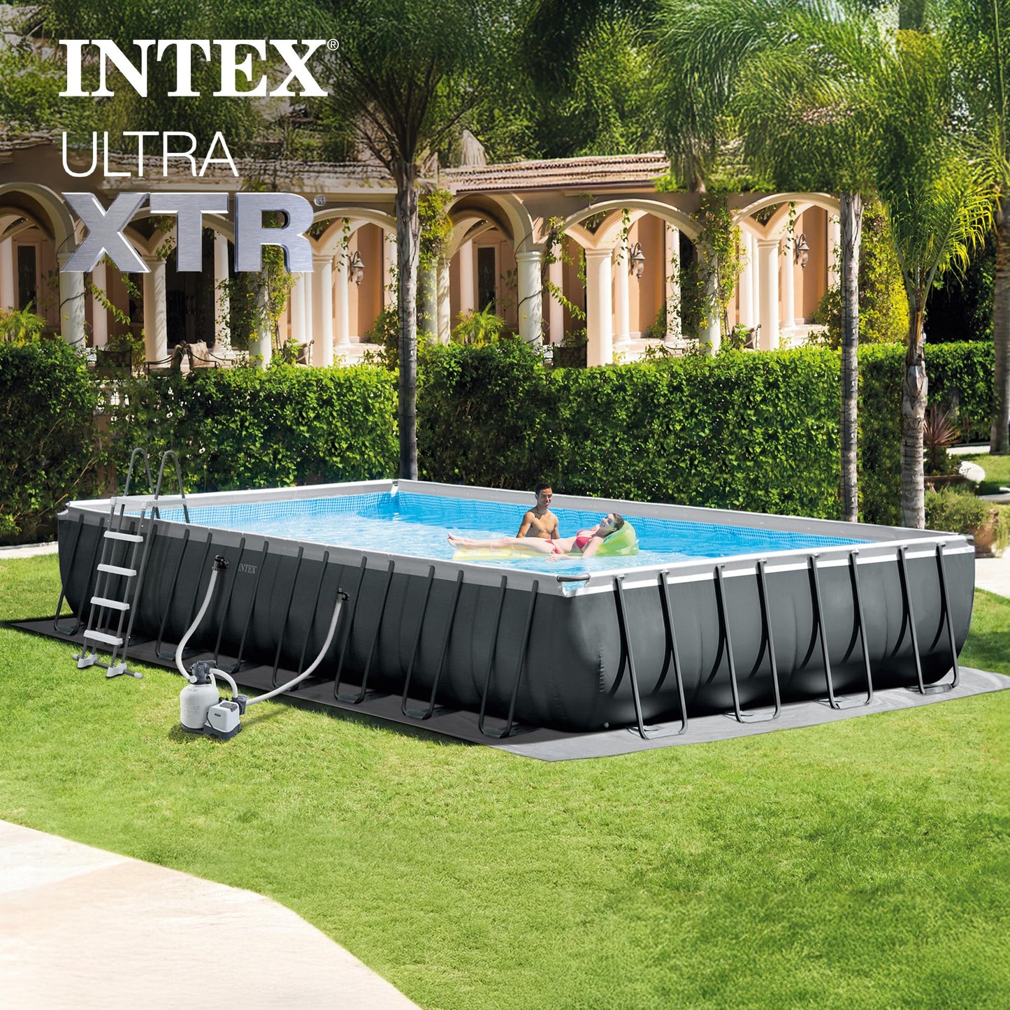 INTEX Ultra XTR 32 ft x 16 ft 52 in Above Ground Pool Set, Rectangular Swimming Pool